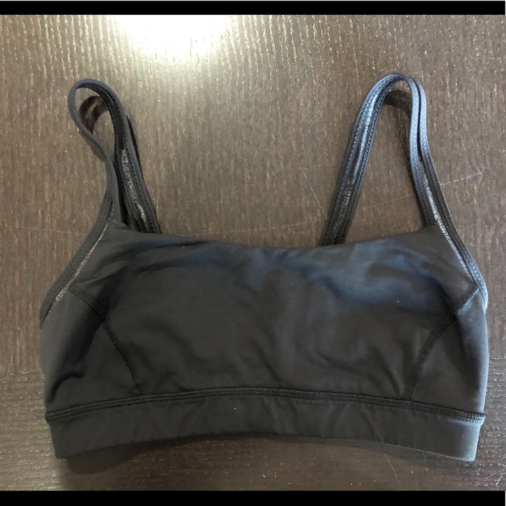 Lululemon black sports bra, with thin mesh accent